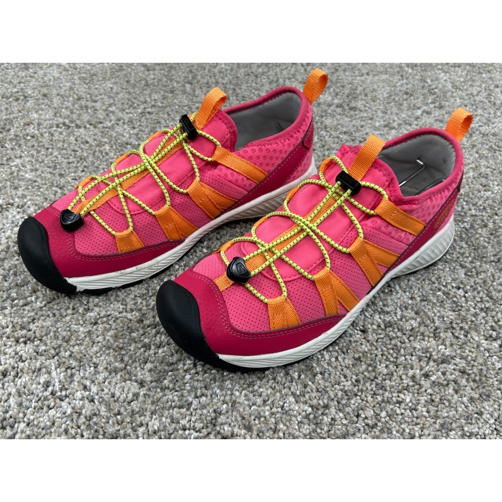 KEEN Kids Chandler CNX Pink Orange Hiking Sneakers Bungee Quick Lace Shoes